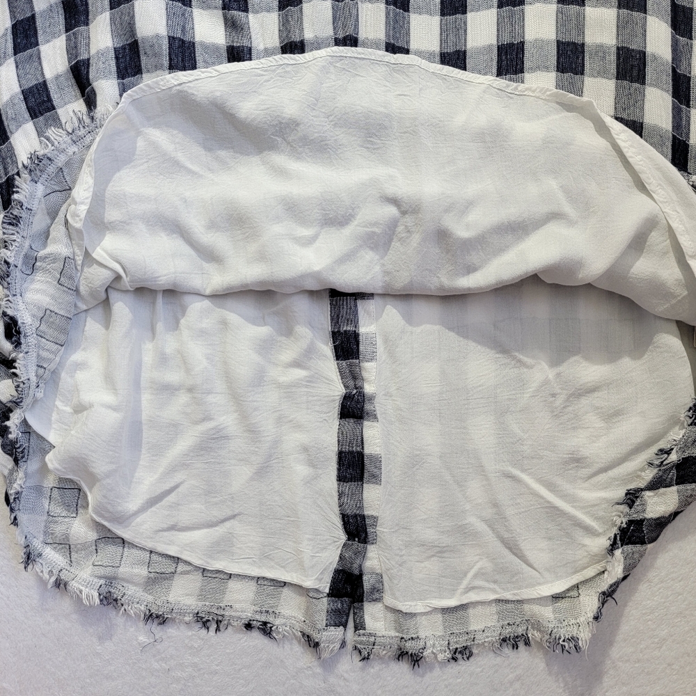 Cloth & Stone Anthropologie V Neck Sleeveless Gingham Blue White Dress Check L - Picture 6 of 13